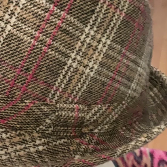 Pink and Brown Fedora Hat with Plaid Pattern - Picture 3 of 5